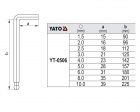 Klucze HEX kulka 9cz. 1,5-10mm dugie CRV YT-0506
